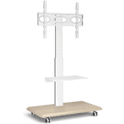 RFIVER TV Ständer Rollbar Fernsehständer Bodenständer TV Rollwagen Wagen mit Rollen für 26-65 Zoll Hoehenverstellbar Drehbar Holz Weiss | Max 35KG Vesa 400x400 mm