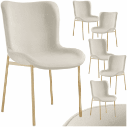 tectake® 6er Set Stuhl, Samtstoff Esszimmerstühle, Polsterstuhl Sessel für Küche, Wohnzimmer, Esstisch, Schminktisch, als Cocktailsessel, Dining Chair, Möbel für Esszimmer - Samt beige/Gold