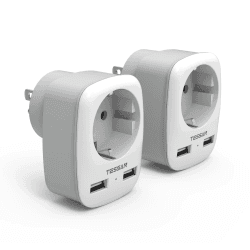 TESSAN 2 Pack Reiseadapter USA Adapter Amerika Deutschland Stecker mit 2 USB 2.4A, Steckdosenadapter Reisestecker Stromadapter für Kanada Thailand Mexiko Wand Ladegerät Ladestation, Adapter USA