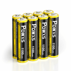 POWXS Akku AAA Wiederaufladbare 1100mAh 8 Stück - Micro Batterien AAA 1.2 V NiMH, 1,200 Mal Wiederaufladbar, Kein Memory Effekt, Vorgeladen und Einsatzbereit Accu
