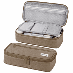 WEMATE Federmäppchen Federtaschen Mäppchen Etui Stifte 5 Fach, Große Kapazität Pencil Case Großes Federmäppchen Braun