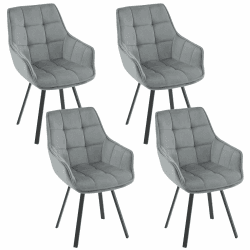EUGAD Esszimmerstühle 4er Set drehbar, Stuhl Drehstuhl Esszimmer, Küchenstühle Essstühle mit Armlehnen Rückenlehne, Armlehnstuhl Drehsessel, bequem modern, mit Metallbeinen, Dunkelgrau