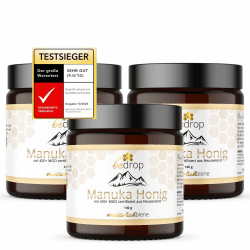 bedrop Manuka Honig mit MGO 400+ 3x 140g zum Sparpreis | 100% echter Premium Manukahonig aus Neuseeland mit zertifiziertem Methylglyoxal Gehalt (Analyse-Zertifikat)