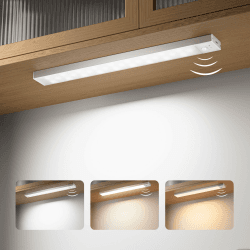 Schrankbeleuchtung Unterbauleuchte Küche LED mit Bewegungsmelder Innen 3Farbmodi Dimmbar 3000K/4000K/6500K,23cm 2Stück,LED Leiste Lampe Ohne Bohren USB Kabellos für Kleiderschrank/Treppe/Vitrinen/RV