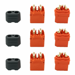 LINSYRC 3 Stück XT60I-F Buchse Adapter mit Mantelgehäuse und 3 Stück XT60IPW-M Männlich Stecker für RC Lipo Akku FPV Drohne Solar Akkus