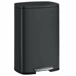 SONGMICS Mülleimer Küche, 50 Liter, Abfalleimer, Treteimer, mit Deckel, Softclose, Fußpedal, Stahl, Inneneimer, schwarz LTB050B02