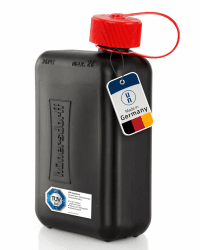 Hünersdorff Kraftstoff-Kanister STANDARD 2 L, Ersatzkanister für Kleinwagen und Hybridfahrzeuge, HD-PE, made in Germany, TÜV-geprüfter Produktion, schwarz