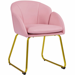Yaheetech Esszimmerstuhl modern, Küchenstuhl in Blumenform, Sessel Polsterstuhl mit Metallbeinen Gold, für Wohnzimmer/Esszimmer Hellrosa