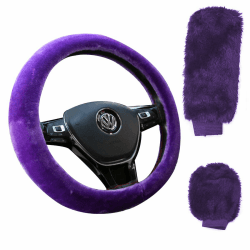 Plüsch Lenkradbezug,DBAILY 3 Pcs Universal Lenkradhülle Anti Rutsch Warme Lenkradabdeckung Universal Auto für Auto Zubehör （36-39cm） (lila)