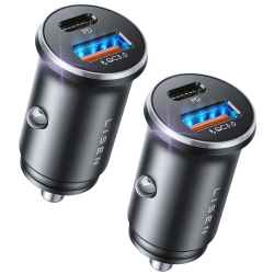LISEN 2-Pack Zigarettenanzünder USB C Metall KFZ Ladegerät 54W Auto Ladegerat PD&QC3.0 12v USB Steckdose Schnelle Aufladung Auto Gadgets mit iPhone 16 15 Plus 14 13 Pro Max iPad Samsung S25 S24