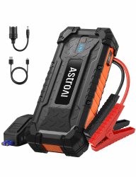 AstroAI S8 Ultra Starthilfe Powerbank, 4000A Starthilfegerät für 10L Benzin/8L Diesel, Booster Auto Starthilfe mit Starthilfekabel, USB Schnellladung, DC und Type C Anschluss