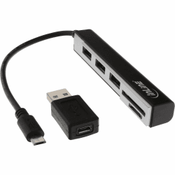 InLine 66775C USB OTG Cardreader & 3-Port USB 2.0 Hub, für SDXC und microSD, mit Adapter