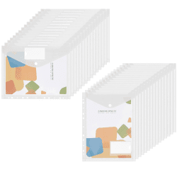 Sosayet Dokumententasche A4 30 pack, Dokumentenmappe A4 Transparent Sammelmappen mit 11 Lochrand und Etikettentasche, A4 Sichttasche Dokumenten für Dokumente Organisiere (Weiß)