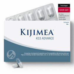 Kijimea® K53 Advance – Darmbakterien Kapseln hochdosiert | 53 ausgewählte Mikrokulturen-Stämme aus der Darmflora | mit Biotin | >500 Milliarden KBE je Packung | laktosefrei | glutenfrei - 28 Kapseln