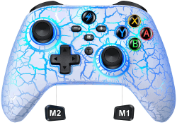 GAMSINGY Switch Controller, Wireless Controller Switch mit Präzise Bewegungssteuerung/Dual Motors Vibration/Turbo/Macro/Aufwecken Funktion, Cool RGB Controller für Switch/Lite/OLED