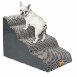 Nepfaivy Hundetreppe für Kleine Hunde 4-Stufig, Haustiertreppe für Bett und Sofa aus Hochdichtem Schwamm, Hunde Treppe Hunderampe mit Abnehmbarem, Waschbarem Bezug und Rutschfestem Boden, 75x50x40cm