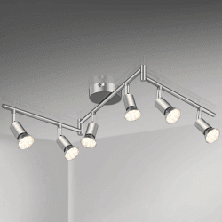 Defurhome LED Deckenleuchte Drehbar, 6 Flammig LED Strahler Deckenlampe Spot,Modern Deckenstrahler (Mattes Nickel), inkl. 6 x 4 W GU10 LED Lampen (400LM, warmweiß)
