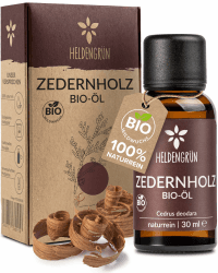 Heldengrün© BIO Zedernholzöl [100% NATURREIN] - Zedernöl Bio aus nachhaltigem Himalaya Zeder - Echter Zedernholz Duft - Ätherische Öle Zedernholz Zedernholz 30 ml (1er Pack)