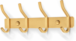 YUET Garderobenhaken mit 4 Haken, Garderobenleiste Edelstahl, Kleiderhaken Wand, Hakenleiste für Schlafzimmer Bad Küche Garderobe Wandgarderobe (Gold)