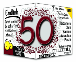Schlump-Chili⎥Endlich 50 - das witzige scharfe Geburtstagsgeschenk. Eine originelle Geschenkidee zum 50. Geburtstag für Männer und Frauen