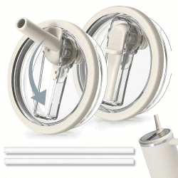 Stanley cup Deckel, 2 Stück Ersatzdeckel für 40oz Becher mit 2 Trinkhalmen, Wiederverwendbarer Auslaufsichere und Staubdichte Tumbler Stanley Deckel, Stanley cup Deckel Ersatz,Stanley cup Straw Cover