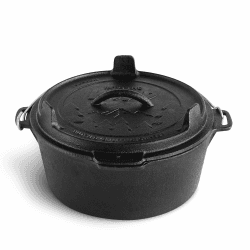 BURNHARD Dutch Oven Pre-Seasoned, 4qt 3,8 Liter, Gusseisen Feuertopf, Schmortopf mit Deckelheber ohne Füße