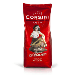 Corsini Caffe Super Cremoso in Grani italienischen Espresso Bohnen - Mischung aus erstklassigen Kaffeesorten für einen vollmundigen Kaffee mit starkem Charakter und lang anhaltendem Nachgeschmack