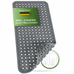 SilverRack Badewannenmatte 88x40 cm (Anthrazit) - Antirutschmatte Badewanne BPA frei für Kinder und Babys - Duschmatte schimmelresistent & maschinenwaschbar - Badematte rutschfest