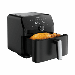 Tefal Easy Fry Mega Heißluftfritteuse, 7,5 Liter Fassungsvermögen, bis zu 8 Personen, 99% weniger Fett, 8 automatische Gareinstellungen, digitales Display, spülmaschinengeeignet, Schwarz, EY8558E0