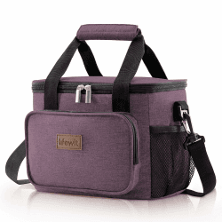 Lifewit Kühltasche Faltbar, Lunchtasche, Thermotasche Isoliertasche Picknicktasche für unterwegs, Tragbare Cooler Bag, Thermotasche für Essen, doppellagig für Picknick Arbeit Reise, Lila