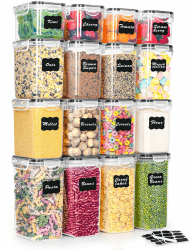 L LONGANCHANG Vorratsdosen mit Deckel Luftdicht Set of 16, BPA frei, Aufbewahrungsbox mit Deckel, Mottensichere Küchen Organizer Cornflakes Müsli Mehl Aufbewahrung, Vorratsbehälter mit Etiketten
