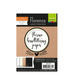 Vaessen Creative Florence Glattes Handlettering Papier, In den Farben Weiß, Elfenbein, Kraft Braun und Schwarz, 216 g/m², 60 Stück, DIN A5, für Aquarellmalerei, Handlettering, und andere mehr