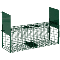 Outsunny Tierfalle, Lebendfalle, Mausfalle mit 2 Eingänge, Trittaktivierung, Griff, für Maus, Stahl, 80 x 25 x 30 cm, Dunkelgrün