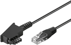 goobay 60660 Routerkabel, Telefonkabel, Anschlusskabel für DSL/ADSL/VDSL, TAE-F Stecker auf RJ45 Stecker (8P2C), schwarz, 20 Meter