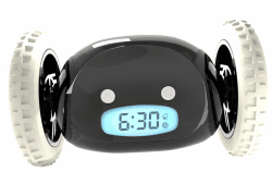 CLOCKY Funny Gift- Loud Alarm Clock for Heavy Sleepers on Wheels (Adults Kids Teens Bedroom) Run Away Moving Jump Roll Vibrating, Cute Annoying, 1-Time Snooze, Digital, Wake Up Energized (Black)