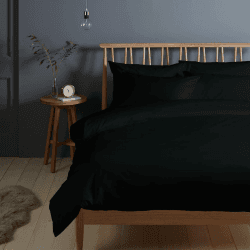 Pizuna 400 Fadenzahl aus Baumwolle Bettwäsche Schwarz 100% Langstaple Baumwolle Bettbezug und Kissenbezug, 100% Baumwolle Mako Satin 3-Teilig Bettwäscheset 200x220 + 80x80 Schwarz 3 tlg. Bettwäsche - 200x220 cm + 80x80 cm Schwarz