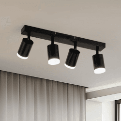 Gr4tec LED Deckenstrahler 4 Flammig, Modern Spots Deckenleuchte Schwarz, Deckenlampe Strahler Schwenkbar, Deckenstrahler Küche Deckenspot GU10 für Schlafzimmer Wohnzimmer Flur (Ohne Leuchtmittel)