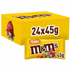 M&M's Peanut, Schokoalde Großpackungen, 24 x 45g, Erdnussgeschmack Shokolinsen, Schokolade Geschenk Idee (1080g)
