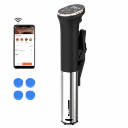 Karinear Sous Vide Garer Stick | Wifi APP-Steuerung (2,4G WLAN) | 1400W Sous-Vide Stick | 10-90°C, 1-99 Min. Timer | 360° Zirkulation | Suvide Garer stick mit Souse Vide Magnet