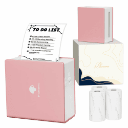 Phomemo M02 Mini Thermodrucker, Tragbarer Bluetooth Etikettendrucker Drucker mit 3 Papierrollen, Kompatibel mit iOS und Android für Studien, Etiketten, Fotos, Gemälde, Notizen - Schwarz - Rosa