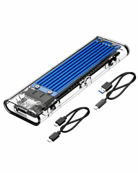 ORICO NVMe Gehäuse, USB 3.2 Gen2 (10Gbps) M.2 SSD Adapter, Transparent Externe M2 Gehäuse für PCIe M-Key/B+M Key NVMe SSD 2230/2242/2260/2280, Blau -TCM2