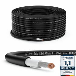 RedStar24 Premium Solarkabel 6mm² Schwarz - 100m - TÜV SÜD geprüft - UV-beständig, flexibel, Photovoltaik Kabel, PV Kabel, Solar Anschlusskabel für Solarpanel, Wechselrichter & Laderegler - langlebig