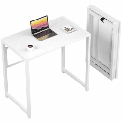 GreenForest Kleiner Schreibtisch Klappbar 100 x 48 cm, Keine Montage Erforderlich Schreibtisch Klappschreibtisch, Home Office Klappbarer Schreibtisch, Weiß