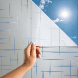 MARAPON® Milchglas Fensterfolie mit Sternenmuster [90x200 cm] inkl eBook mit Profitipps - Statische Haftung - Fensterfolie selbsthaftend Blickdicht - Sichtschutzfolie Fenster - Sichtschutz Bad Sterne 0.90 x 2 m