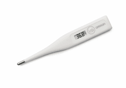OMRON Eco Temp Basic digitales Fieberthermometer, wasserfest, zur genauen Messung oral, rektal und der Achselhöhle, mit Signalton, austauschbarer Batterie und abgerundeter Spitze zur sanften Messung