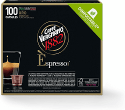 Caffè Vergnano 1882 Èspresso kompostierbare Kaffeekapseln, Oro - Packung enthält 100 Kapseln