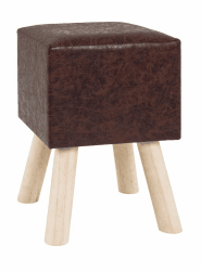 HAKU Möbel Hocker Dunkelbraun, Massivholz, PU - Maße: B 30 cm x H 45 cm x T 30 cm, Style: Industrial