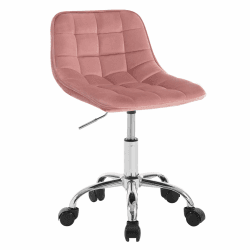 WOLTU Bürohocker mit Rollen, Schminkstuhl Sitzhocker Rollhocker Arbeitshocker, 360° drehbar höhenverstellbar, Drehstuhl Samt, niedriger Barhocker ergonomisch, Rosa, BS153rs