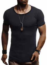 Leif Nelson T-Shirt Herren Sommer Rundhals-Ausschnitt Herren-T-Shirt 100% Baumwolle, Casual Basic Männer T-Shirt Kurzarm M Schwarz