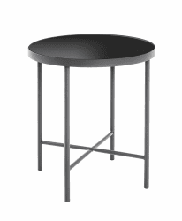 HAKU Möbel Beistelltisch anthrazit, schwarz, Metall, Sicherheitsglas - Maße: H 47 cm x Ø 40 cm, Style: Modern